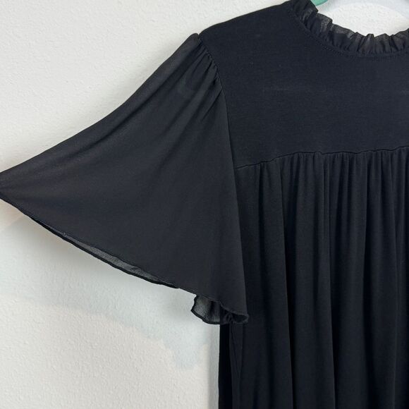 Kim & Cami Black Flutter Sleeve Tie Back Top M - Picture 2 of 7